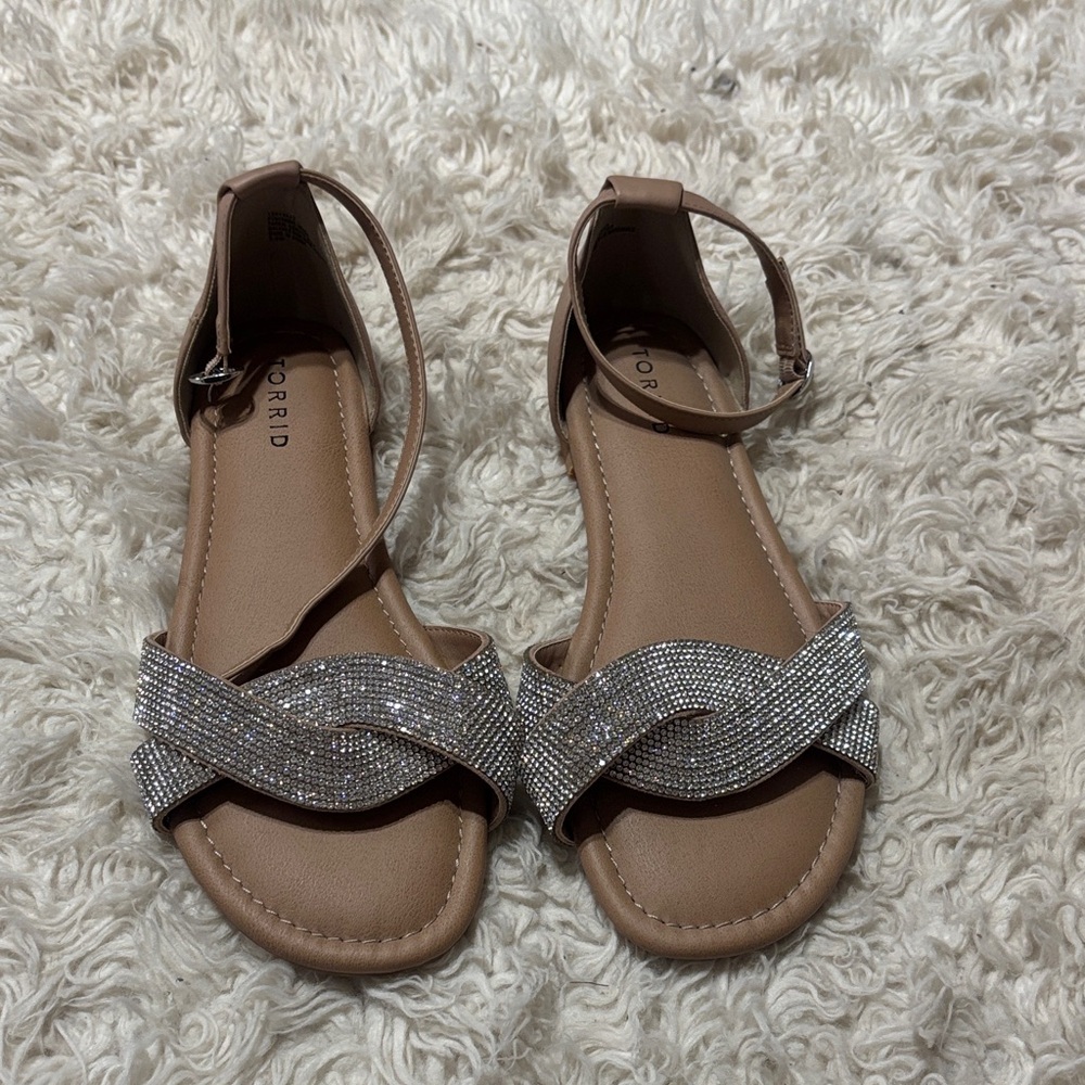 Torrid Tan Sandals with Silver Details